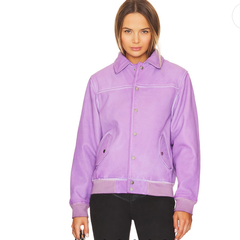 NWT DEADWOOD Coach Leather Overdye Jacket in Lavender Overdye Sz 6